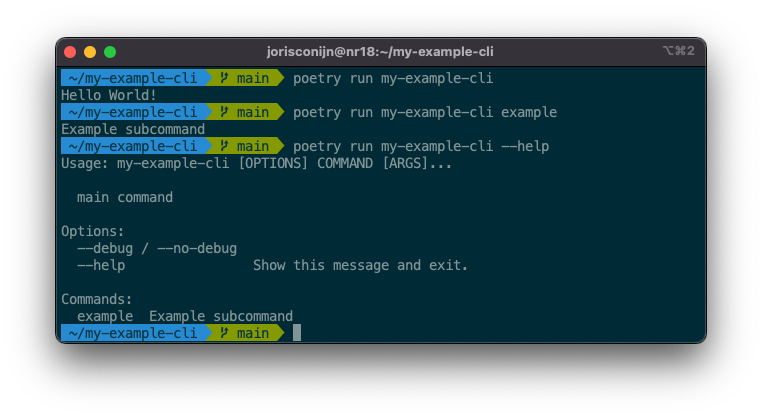Screenshot of the CLI tool in action